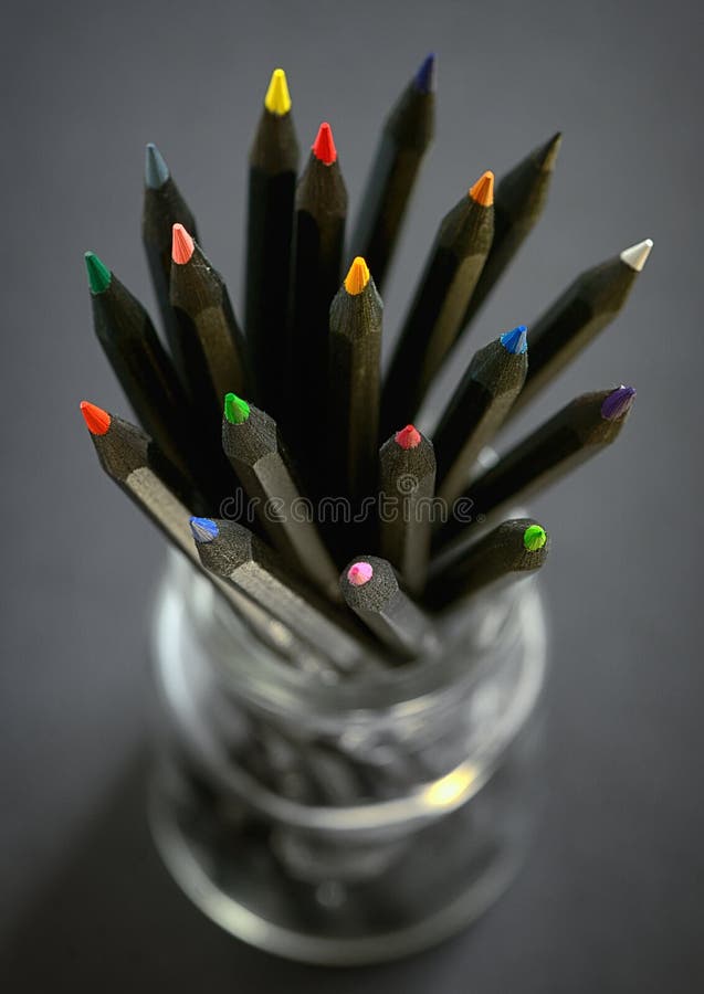 Colored black pencils stock photo. Image of group, abstract 87855860