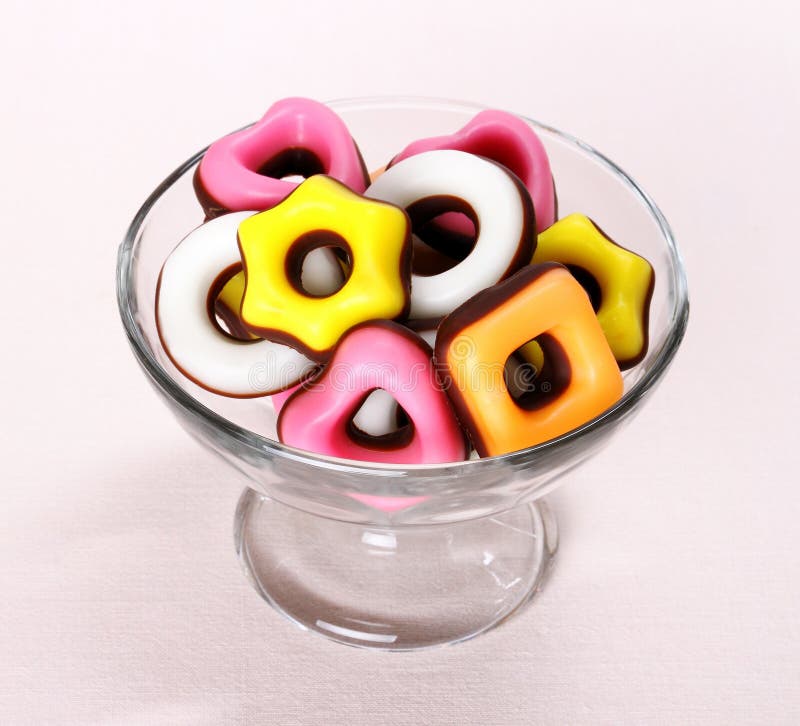 Colored Candy with Pink Heart in Glass Bowl Stock Image Image of pink