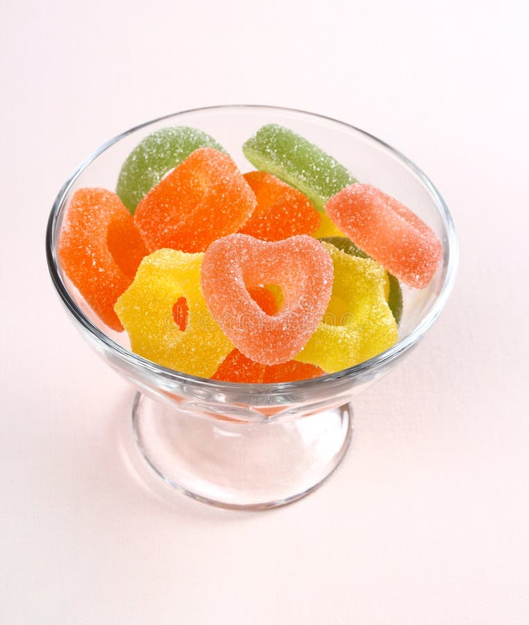 Colored Candy with Red Heart in Glass Bowl Stock Image Image of