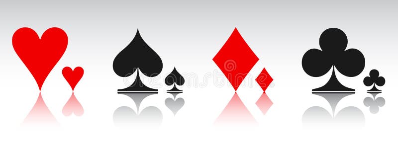 Colored card suit icon vector, playing cards symbols - for stock stock illustration