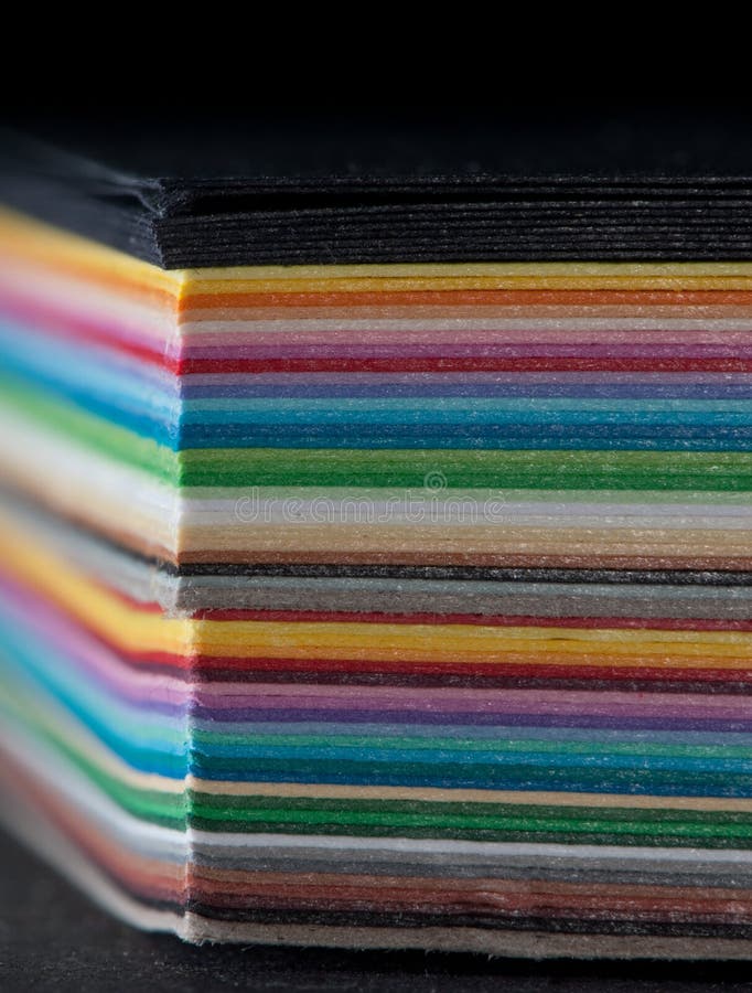 Colored cardboard stack stock image