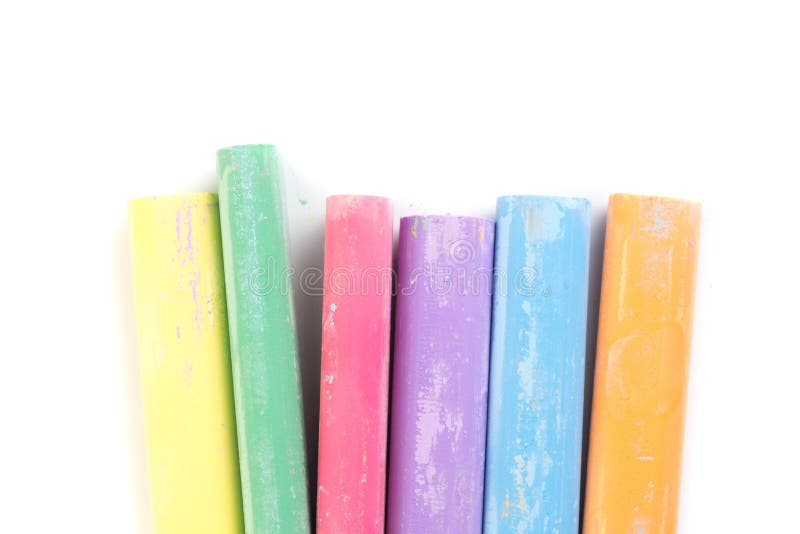 Colored Chalk for Drawing on a White Background Image Stock Photo