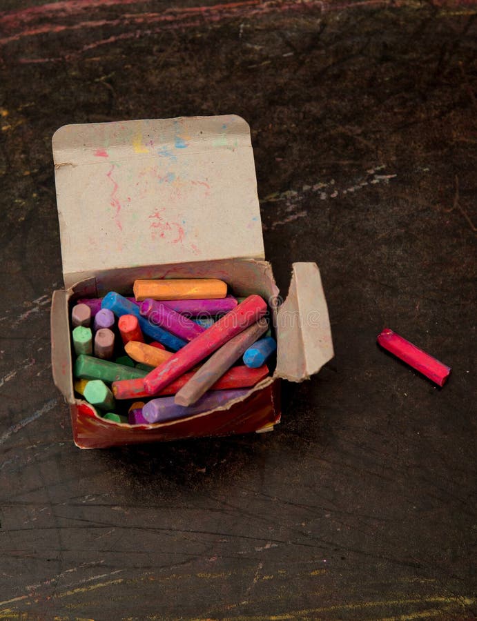 Chalks in box stock photo. Image of blue, closeup, education 20141382