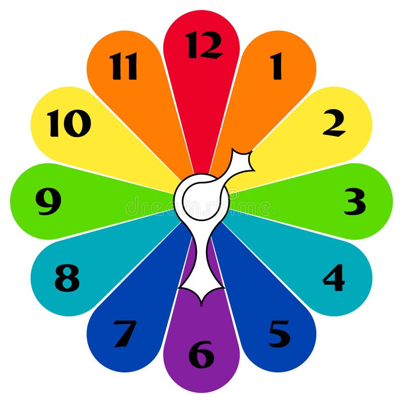 Colored clocks with arrows stock illustration. Illustration of