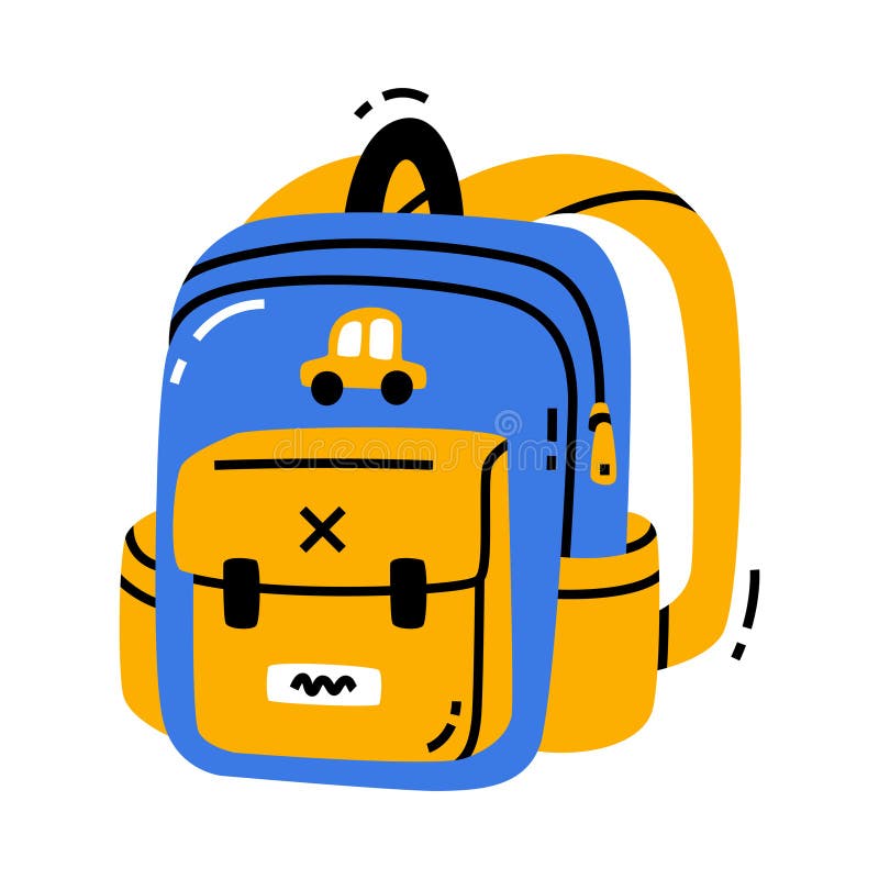 Colored Cool School Backpack with Shoulder Strap and Pocket Vector Illustration vector illustration