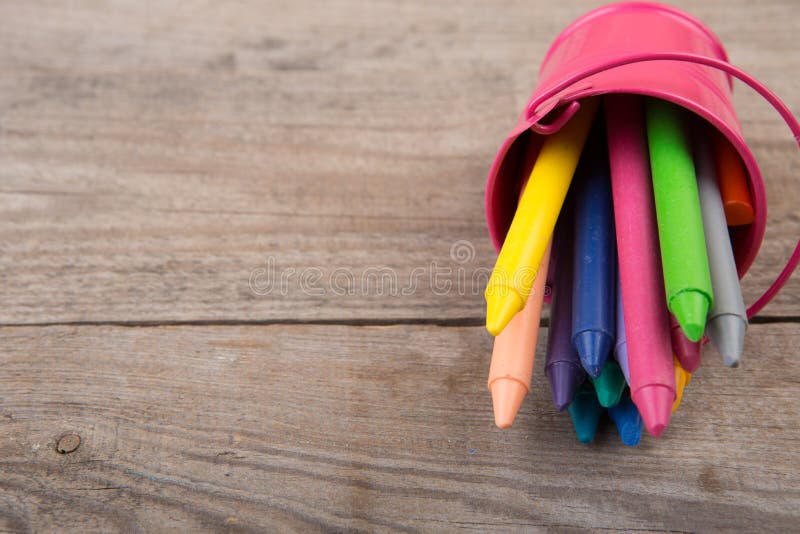 Colored Crayons on the Wooden Table Stock Image Image of pastel