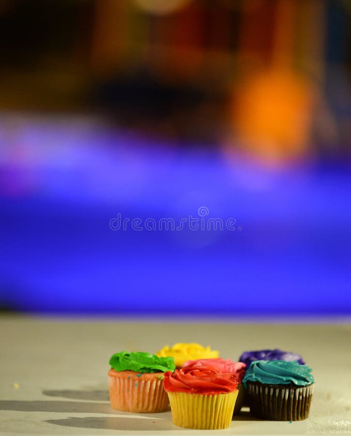 Colored cupcakes stock image. Image of dessert, plant 202834825