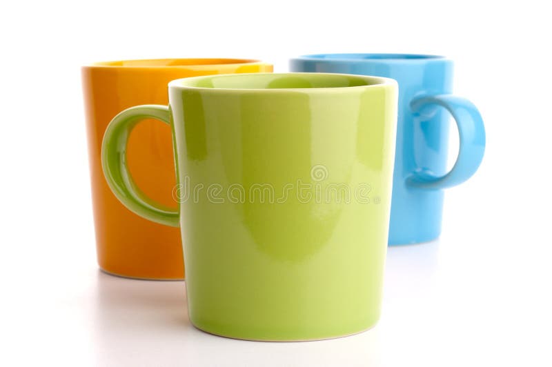 Colored cups. Isolated on white background.