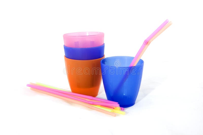 Colored cups and straws