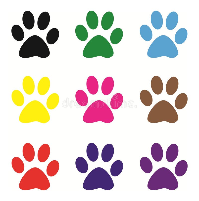 Colored dog footprints stock vector. Illustration of beautiful - 28539059