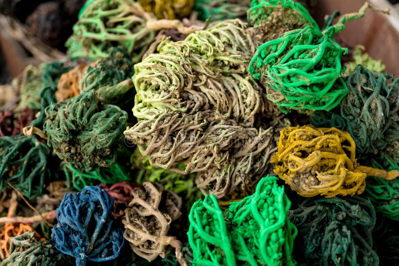 Colored Dried Seaweed Shaped into Decorative Balls Stock Photo Image