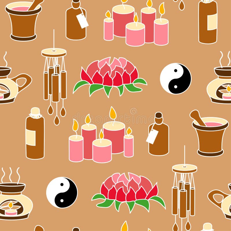 Colored Feng Shui seamless pattern