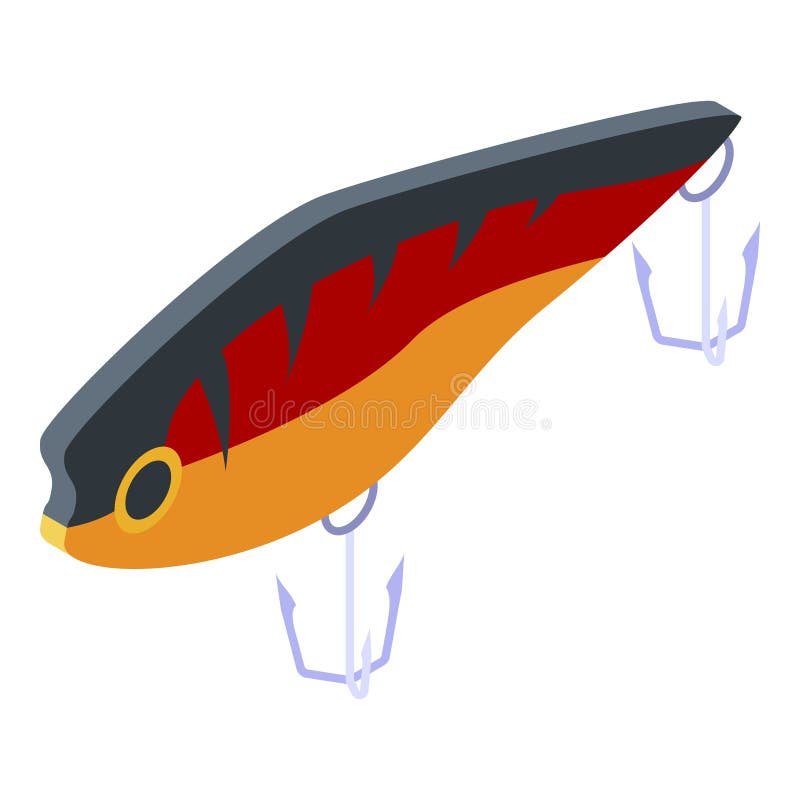 Colored fishing lure icon, isometric style