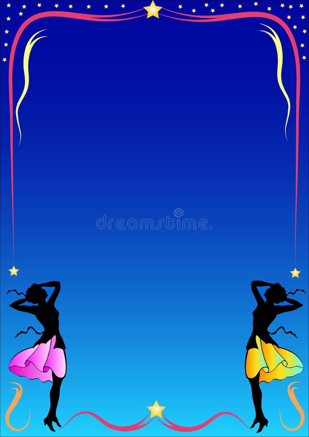 A colorful frame with two women in the bottom and colored lines and stars around, Useful for advertisement, offers, invitations etc. Available as Illustrator-file. A colorful frame with two women in the bottom and colored lines and stars around, Useful for advertisement, offers, invitations etc. Available as Illustrator-file