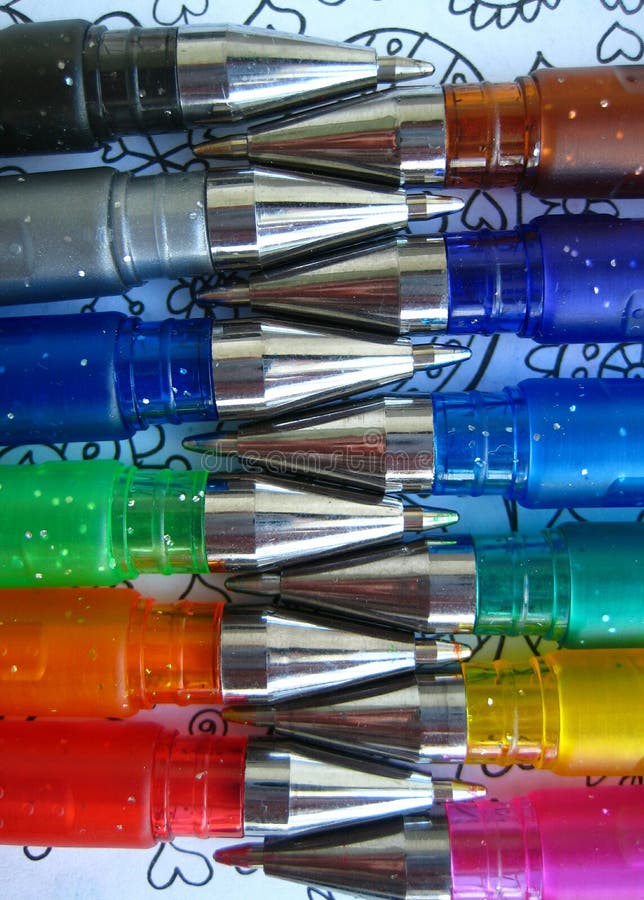 Multi colored gel pens stock image. Image of artist, eight 14312369