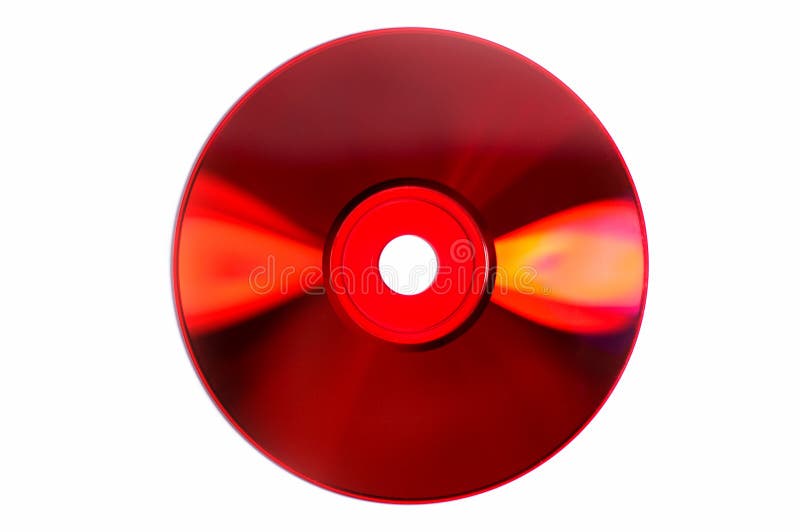 Colored glares on red CD/DVD isolated on white