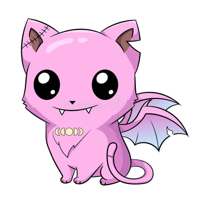 Cute Creepy Pastel Goth Kawaii Cat Stock Vector Illustration of dead