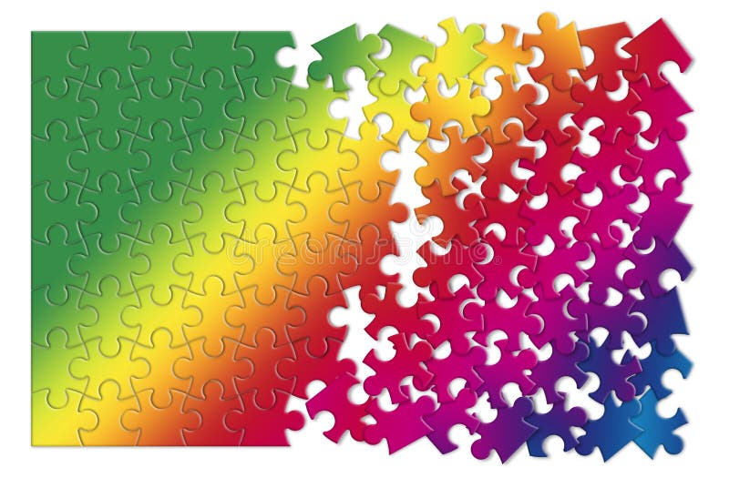 Colored jigsaw puzzle - concept image on white background vector illustration Colored jigsaw puzzle - concept image on white background vector illustration