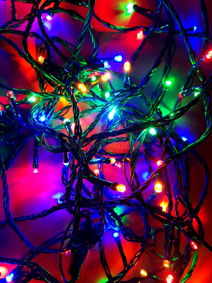 Colored led chain stock image. Image of decoration, card - 136725743