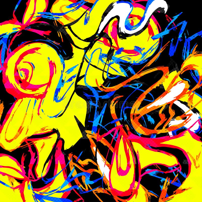 Colored Lines Graffiti Pattern On A Black Background Vector ...