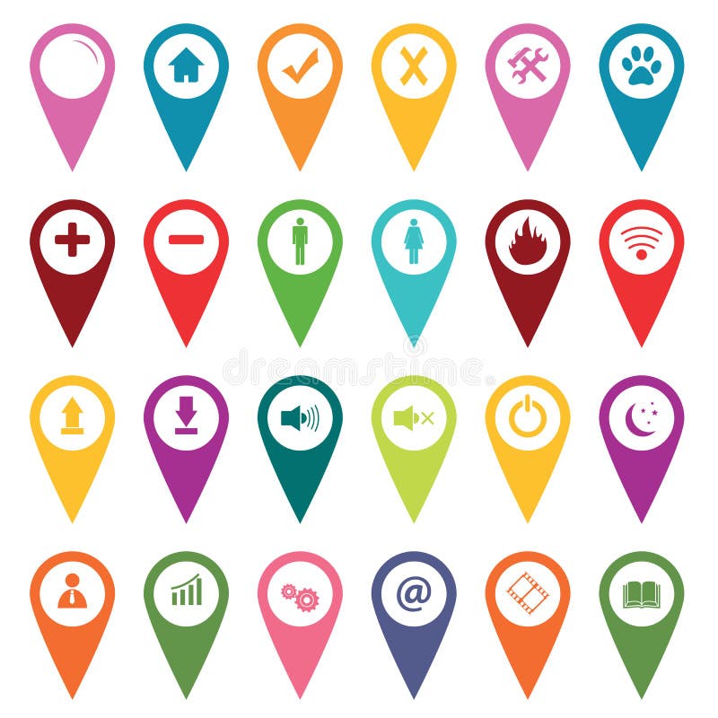 Colored map markers icon set