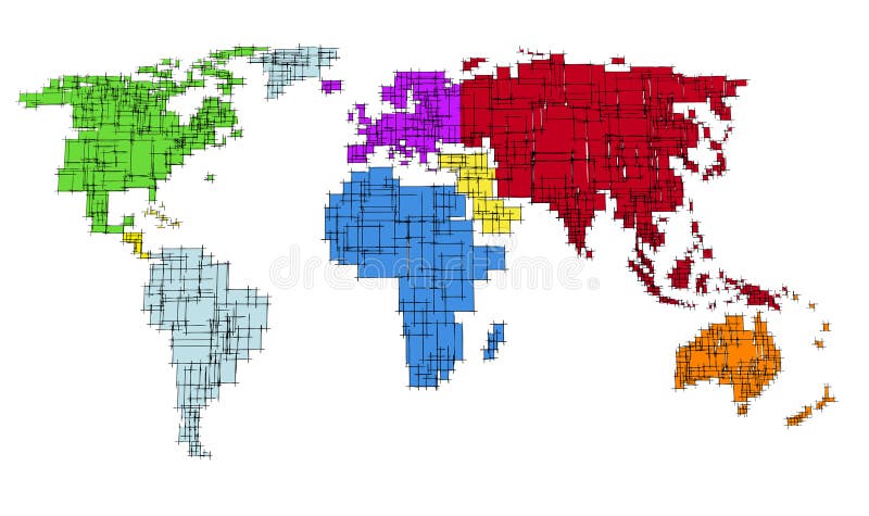 Colored map of the World stock illustration