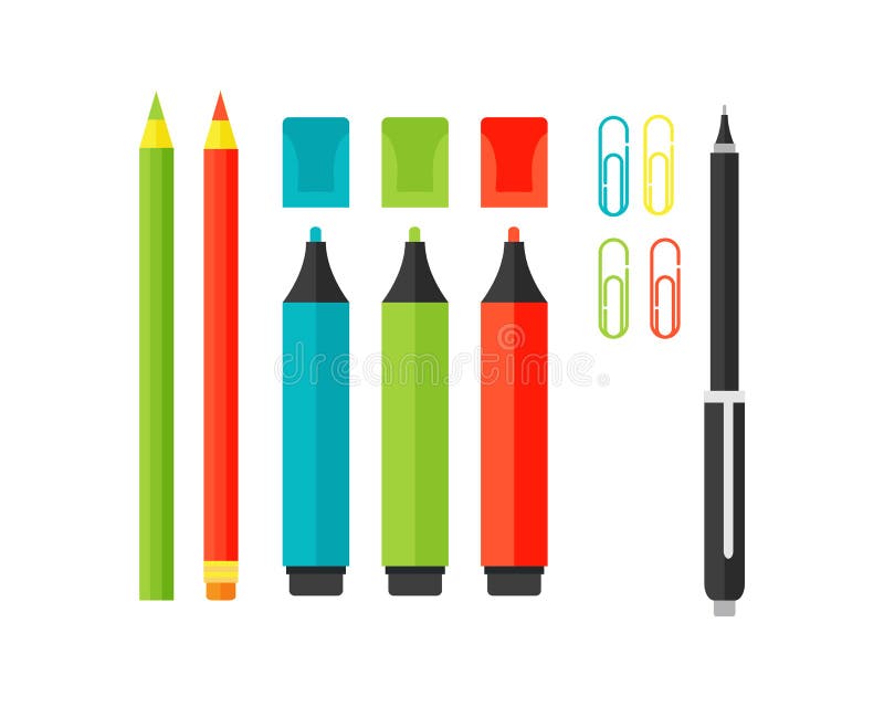 https://thumbs.dreamstime.com/b/colored-marker-school-supply-highlighters-vector-illustration-office-equipment-white-background-multi-pens-flat-cartoon-85805360.jpg