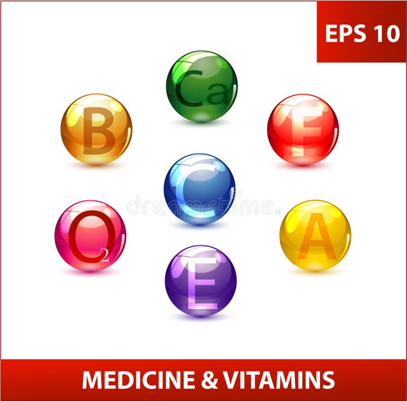 Colored medicine capsules set