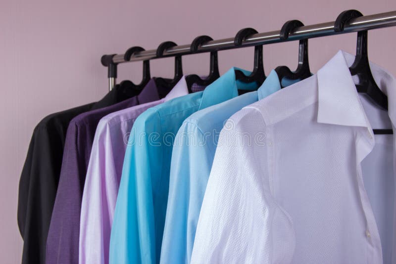 Colored Men S Shirts that Hang on Hangers Stock Photo Image of fabric
