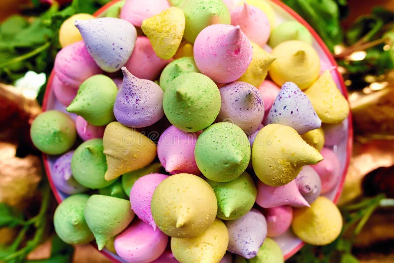 Colored meringues stock photo. Image of cookie, wedding 99313634