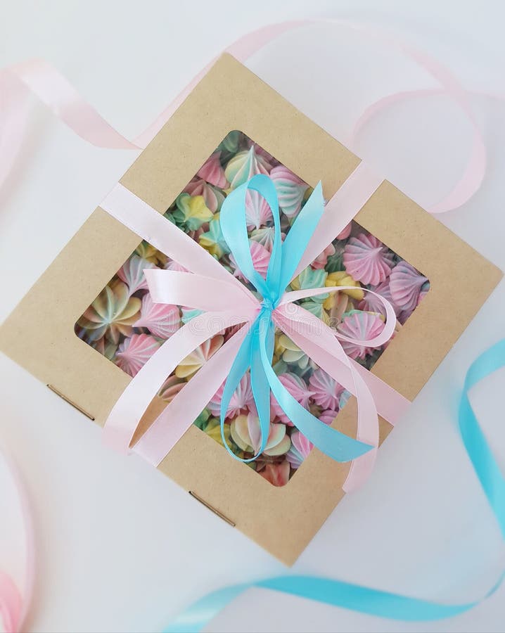 Colored Meringues in a Gift Box. Stock Photo - Image of pastries ...