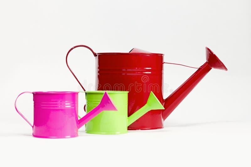 Colored, Metal Watering Cans Stock Image Image of gardening, water
