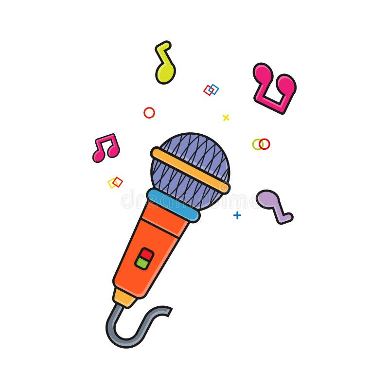 Colored Microphone Icon. Flat Cartoon Style. Isolated on White Background  Stock Vector - Illustration of silhouette, sign: 167547687