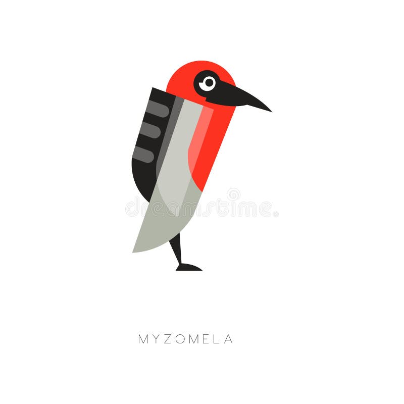 Colored Myzomela Composed Of Simple Geometric Shapes Silhouette Of Abstract Bird Web Icon In Flat Style Vector Stock Vector Illustration Of Geometric Creative