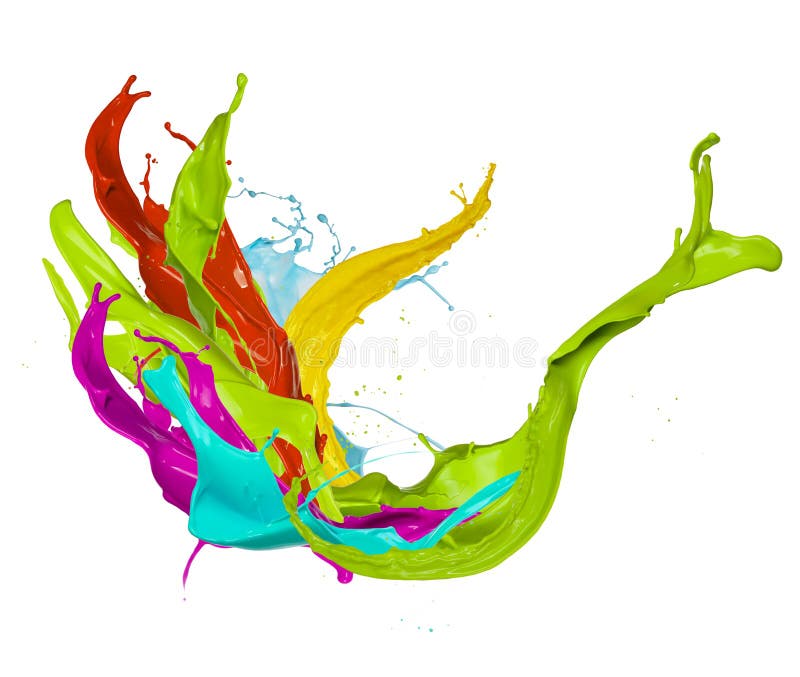 Colored paint splash, isolated on white background