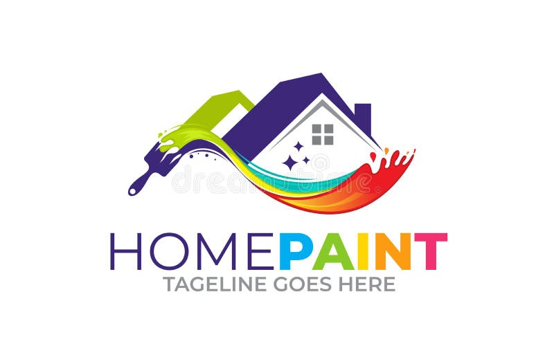 Home Colored Paintings Logo Design Stock Vector Illustration of brush