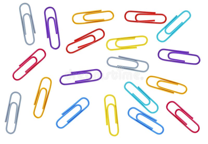 Colored Paper Clips on a White Background Stock Image Image of