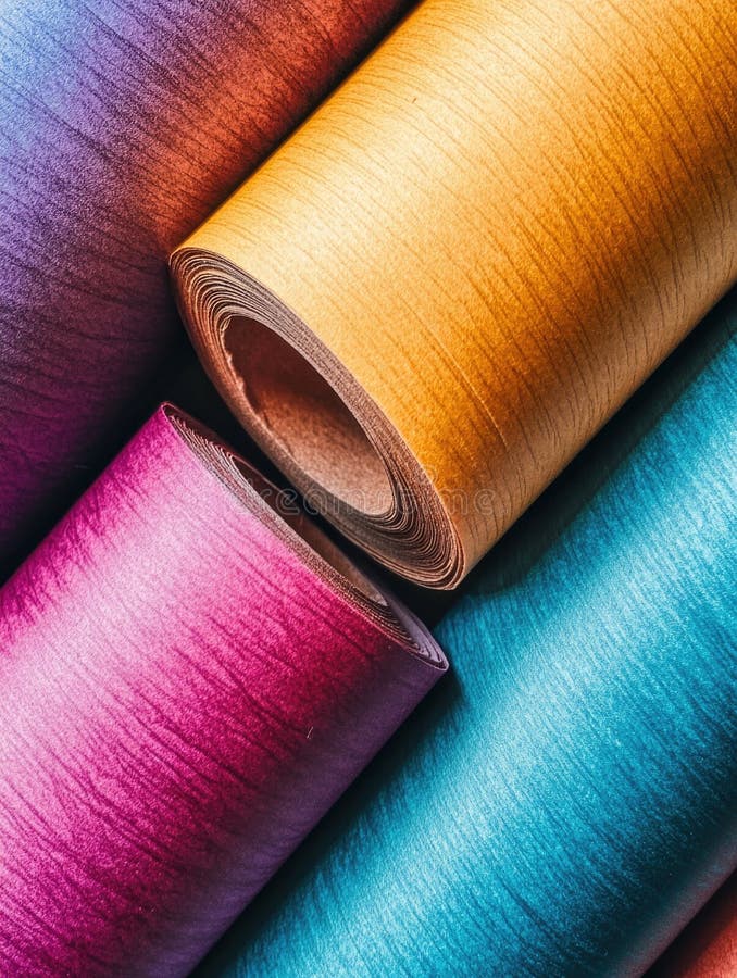 Colored Paper Close Up. Close-up shot of various colored papers with intricate designs and textures AI generated