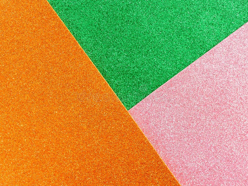 Colored Paper with Metallic Gloss Flat Lay Blurred Background Stock