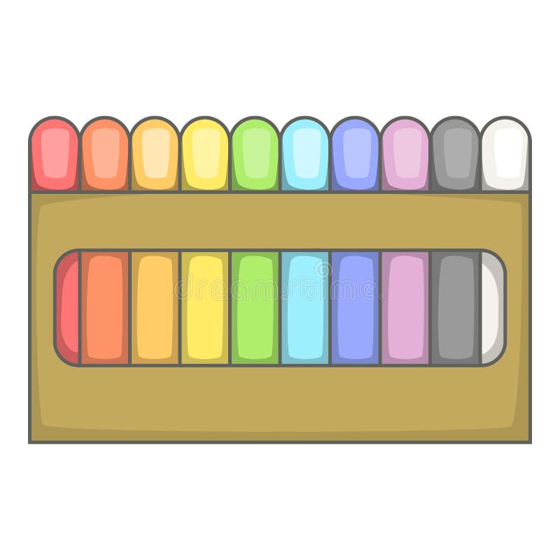 Colored Pastel Crayon Set Icon, Cartoon Style Stock Vector