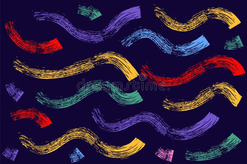 Colored pattern with Brush drawn thick doodle lines. Colored grunge banner. Abstract chalk painted icon. ink splatter royalty free illustration
