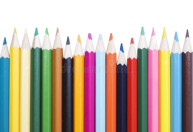 Colored pencils on white stock photo. Image of align, college 5269490