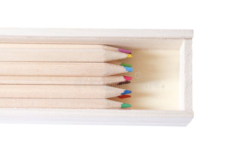 Colored pencils in box. stock image. Image of pencil 23441859