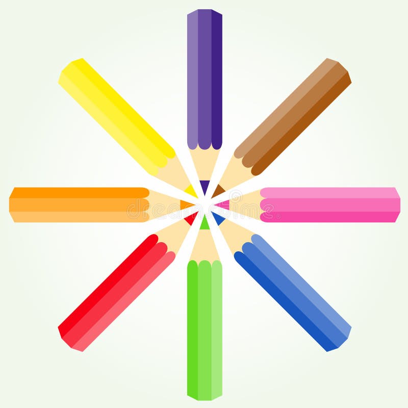 Colored Pencils in a Circle 2 Stock Vector Illustration of bright