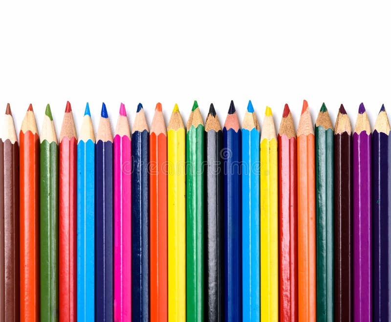 Colored Pencils Closeup on White Background Stock Photo Image of