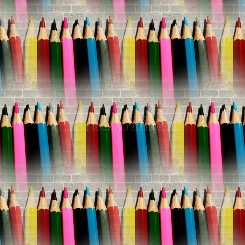Colored Pencils and Clothes Peg in Pop Art Composition Stock Photo