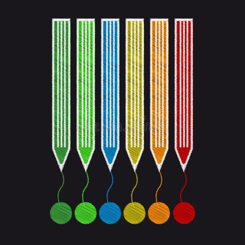 Colored Pencils Draw Lines - Colorful Scribble Vector Icon Set vector illustration