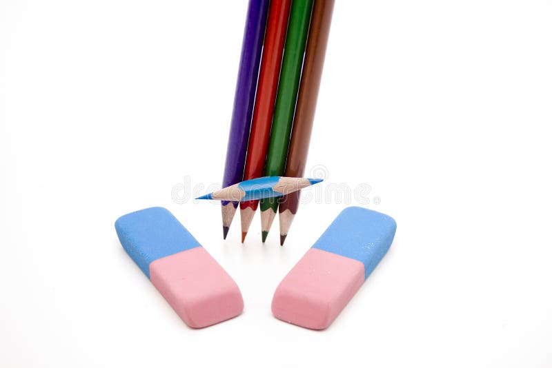 Colored pencils with eraser