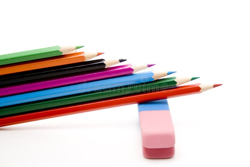 Colored pencils with eraser