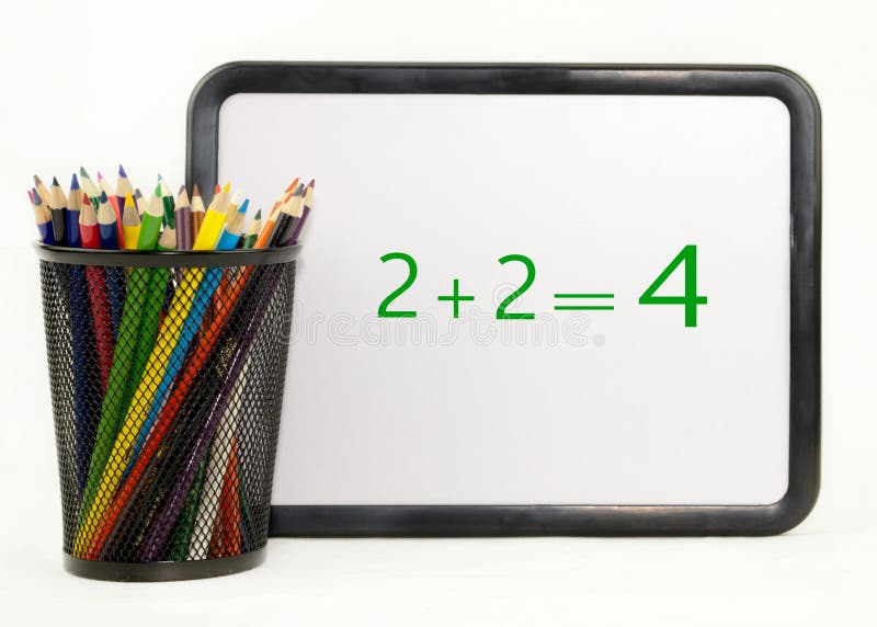 Colored Pencils With Math Dry Erase Board